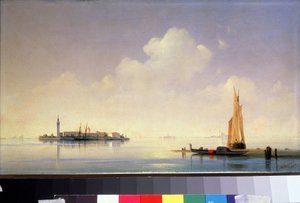 A lagoa veneziana, vista da ilha de San Giorgio Maggiore (Saint-Georges-Majeur, Saint Georges Major) (A lagoa veneziana, vista de San Giorgio Maggiore). Pintura de Ivan Konstantinovich Aivazovsky (Ivan Konstantinovitch Aivazovsky de Ivan Konstantinovich Aivazovsky
