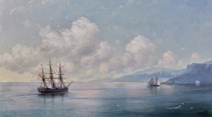 Navio ao largo da costa da Crimeia, 1881. de Ivan Konstantinovich Aivazovsky