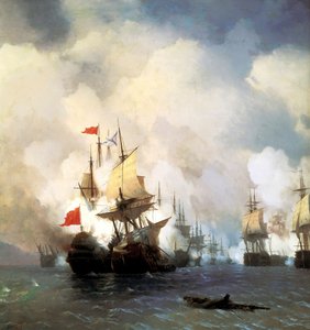 A Batalha Naval de Chesma a 5 de Julho de 1770
