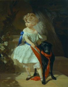 Menina com cachorro, década de 1860
