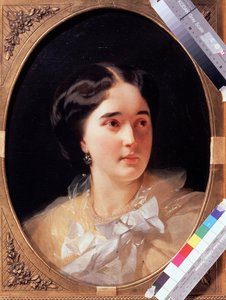 Retrato da Condessa D. Olsufyeva (1836-?). Pintura de Ivan Kosmich Makarov (1822-1897), óleo sobre tela