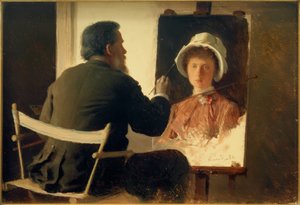Kramskoi, retratando sua filha de Ivan Nikolaevich Kramskoy
