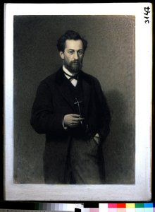 Retrato do artista Mikhail Konstantinovich Klodt barão von Jurgensburg (Michail Clodt, Michael Konstantinow Clodt) (1832-1902) (Retrato do artista M.K.Clodt). Pintura de Ivan Nikolayevich Kramskoi (1837-1887), óleo sobre tela de Ivan Nikolaevich Kramskoy