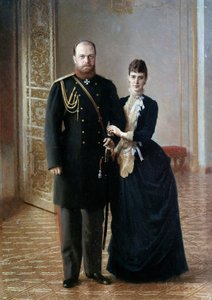 Retrato do czar russo Alexandre III (1845-1895) com sua esposa Maria Fedorovna Pintura de Ivan Nikolaevich Kramskoi (Kramskoy) (1837-1887) de Ivan Nikolaevich Kramskoy