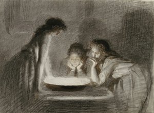 Cartomancia na véspera de Natal, década de 1870 de Ivan Nikolaevich Kramskoy