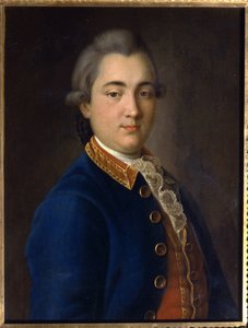 Retrato de Boris Vladimirovich Sheremetev (1754-1811) em uniforme do regimento da Guarda de Cavalaria. (Retrato de B.V. Sheremetev no uniforme do regimento de guarda de cavalaria). Pintura de Ivan Petrovich Argunov (Argounov) (1729-1802), óleo sobre tela