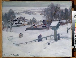 Noite de inverno, século XX (óleo sobre tela) de Ivan Silych Goriuschkin Sorokopudov