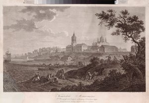 Le monastere Konevsky de la Nativite de la Vierge a Konevets (O Mosteiro Konevsky da Natividade da Virgem em Konevets) - Oeuvre de Ivan Vasilievich Chessky (Cheskoy) (1782-1848), gravura de Ivan Vasilievich Chessky