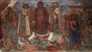 Afresco na Catedral de Nossa Senhora do Signo, Novgorod, início do século XVIII.