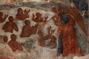 Afresco na Catedral de Nossa Senhora do Signo, Novgorod, início do século XVIII.