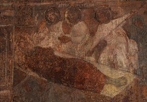 Afresco na Catedral de Nossa Senhora do Signo, Novgorod, início do século XVIII.