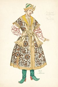 Figurino da ópera A Noiva do Czar de N. Rimsky-Korsakov, 1930 de Ivan Yakovlevich Bilibin