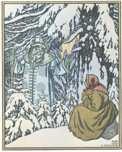 Ilustração para o conto de fadas Morozko, 1932 de Ivan Yakovlevich Bilibin