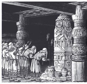 A adoração do deus Svetovid, 1934 de Ivan Yakovlevich Bilibin