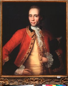 Retrato do autor e tradutor M Begichev - Pintura de Ivan Yakovlevich Vishnyakov (Vishniakov) (1699-1761), óleo sobre tela