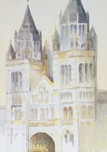 Entrada principal, de, a, museu natural história, londres, dia, 1994, (wc, papel) de Izabella Godlewska de Aranda