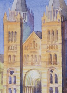 Entrada Principal do Museu de História Natural, London, Sunset, 1994 (wc on paper) de Izabella Godlewska de Aranda