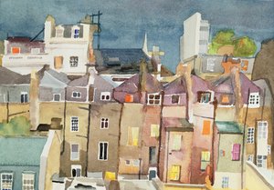 Vista da janela traseira de 48 Chester Square, SW1, 1982 (wc no papel) de Izabella Godlewska de Aranda