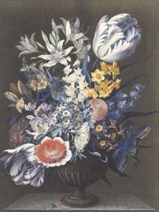 Urna com Flores em uma Mesa de Mármore de J.A. Simson