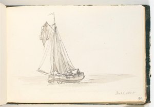 Um grande veleiro em águas agitadas de Johan Christian Dahl