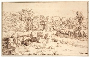 Paisagem com restos de um dólmen de Johan Christian Dahl
