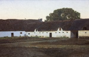 Uma fazenda em Vendsyssel. Pôr do sol de J.C. Schlichtkrull