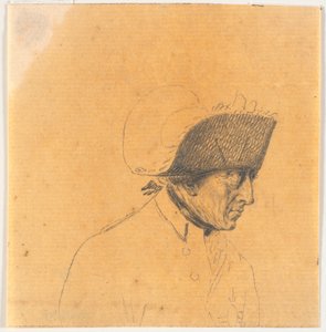 Preparação para uma das cabeças para o stick: Frederik, o Grande, voltando para casa depois de uma revista em Potsdam de J.F. Clemens