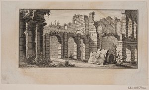 Grandes ruínas com arcos de vários andares de J.F. Clemens