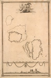 Título vinheta e prospecto para o mapa de Christiansø de J.F. Clemens