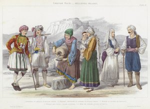 Grecian Race, Hellenes, Pelasgi (gravura colorida)