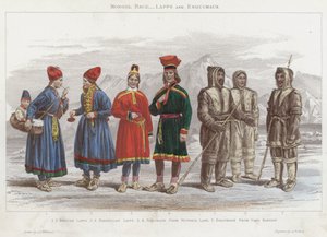 Mongol Race, Lapps e Esquimaux (gravura colorida)