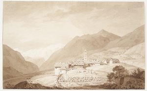 A aldeia de Airolo nos Alpes de J.L. Lund