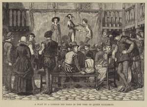 Um jogo em um estaleiro da pousada em Londres no tempo da rainha Elizabeth