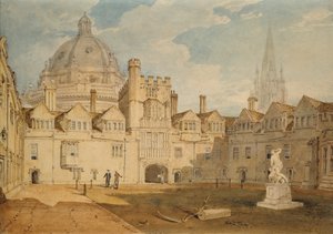Uma Vista do Interior do Brazen Nose College Quadrangle, Oxford, 1803-1804 de Joseph Mallord William Turner
