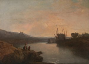 Castelo Harlech, de Tygwyn Ferry, Crepúsculo da Noite de Verão, 1799. de Joseph Mallord William Turner