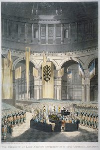 A cerimônia do enterro de Lord Nelson na Catedral de São Paulo, Cidade de Londres, 1806 de JR Hamble