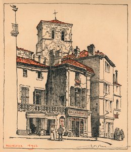 A Place du Murier, com a torre da Igreja de St Andre, em Angoulême, França, 1924 de JR Rowe