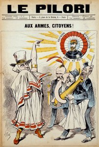 Um dos jornais "o pelourinho": "às armas dos cidadãos"! "a 2 de Dezembro de 1888, durante uma manifestação contra o General Boulanger. Ilustração de J. Blass