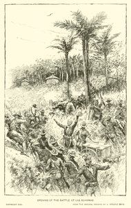 Abertura da Batalha em Las Guasimas (litho)