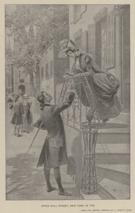 Upper Wall Street, Nova Iorque, em 1783 (litho) de J. (after) Steeple Davis