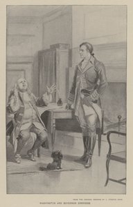 Washington e o Governador Dinwiddie (litho) de J. (after) Steeple Davis