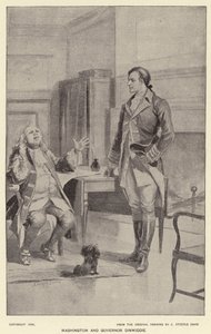 Washington e o Governador Dinwiddie (litho) de J. (after) Steeple Davis