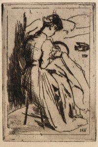 Mulher a bordar de J. Alden Weir