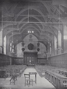 Panqueca jogando na Westminster School, o Great Hall de J. Benjamin Stone