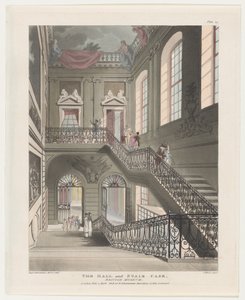 The Hall and Stair Case, British Museum, 1 de abril de 1808., 1 de abril de 1808. de J. Bluck