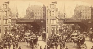 Grupo de 4 vistas estereografadas de Ludgate Hill, Londres, Inglaterra, 1850s-1910s. de J F Jarvis
