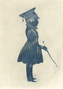Silhueta de um Rapaz com Chapéu e Bastão (caneta e tinta sobre papel) de J. Gapp