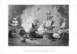 A batalha naval de Navarino, 20 de outubro de 1827, 1893. de J. Godfrey