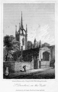 Igreja de St Dunstan, no leste, cidade de Londres, 1816.