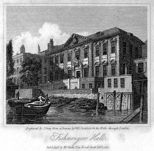 Peixaria Hall, cidade de Londres, 1817. de J. Greig